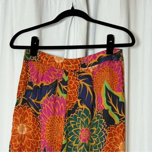 Farm Rio Vintage Garden Satin Flare Pants Womens Small NWT Luxe Boho - Picture 10 of 16